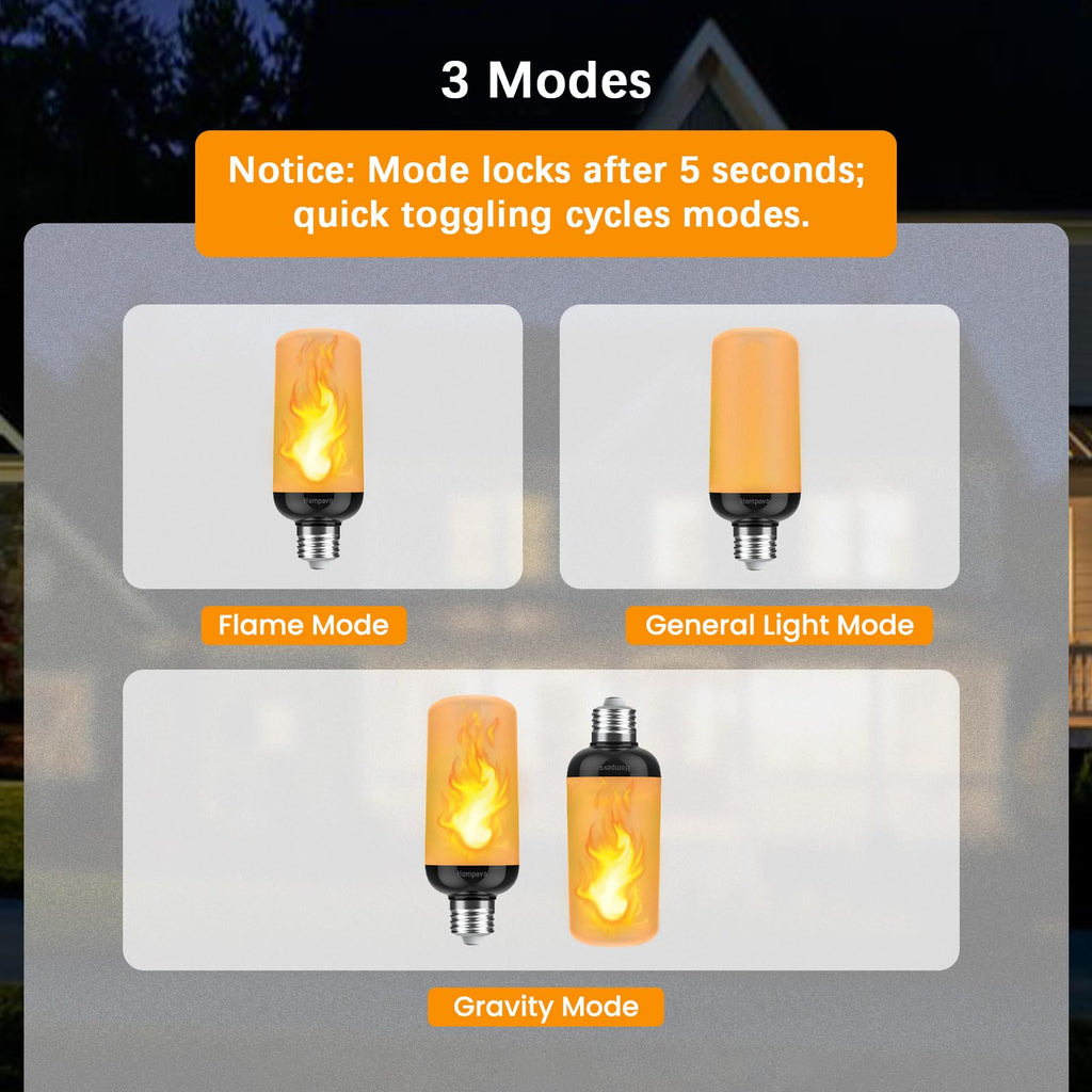 Hompavo Gen2 Flame Light Bulbs, Like Real Fire 4-Mode for Home Decorations
