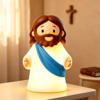 Jesus Night Light Rechargeable Bedside Night Light Dimmable Silicone LED Light Ideal for Religious Gatherings, Gifts for Sunday School, Baptism Presents, Easter Egg Decorations (blue) (Blue)