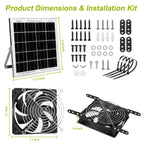 7.1" Solar Powered Exhaust Fan, 16.5 ft Cord + 25W Solar Panel Greenhouse Ventilation Fan, 3800RPM IPX7 Waterproof Solar Vent Fan for Chicken Coop, Shed, Dog House, Outdoor Intake & Exhaust