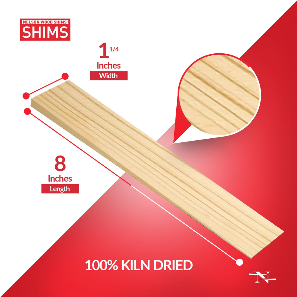 Nelson Wood Shims - 8-Inch Wood Shims for Leveling, Pro Pack, 120 Count Wedges for Toilets, Tables, Doors & Furniture Levelers for Uneven Floors