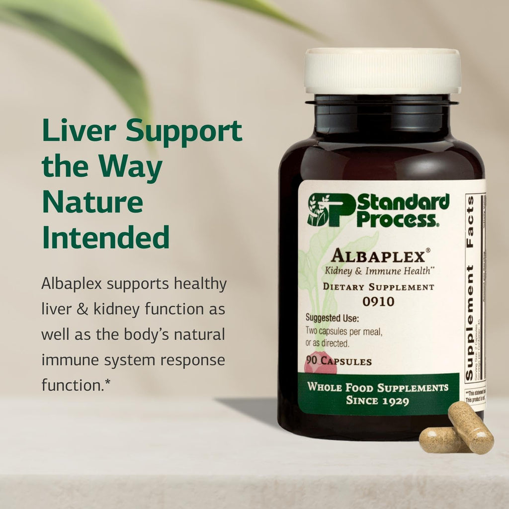 Standard Process Albaplex - Liver & Immune Health Dietary Supplement - Contains Vitamins A, B6 & C - Non-Dairy- 90 Capsules (45 Servings)