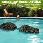 Floating Crocodile Sculpture, 3-Section Simulated Floating Alligator, Pond Floating Alligator Bait for Garden Pond Backyard Decoration (2-Pack)