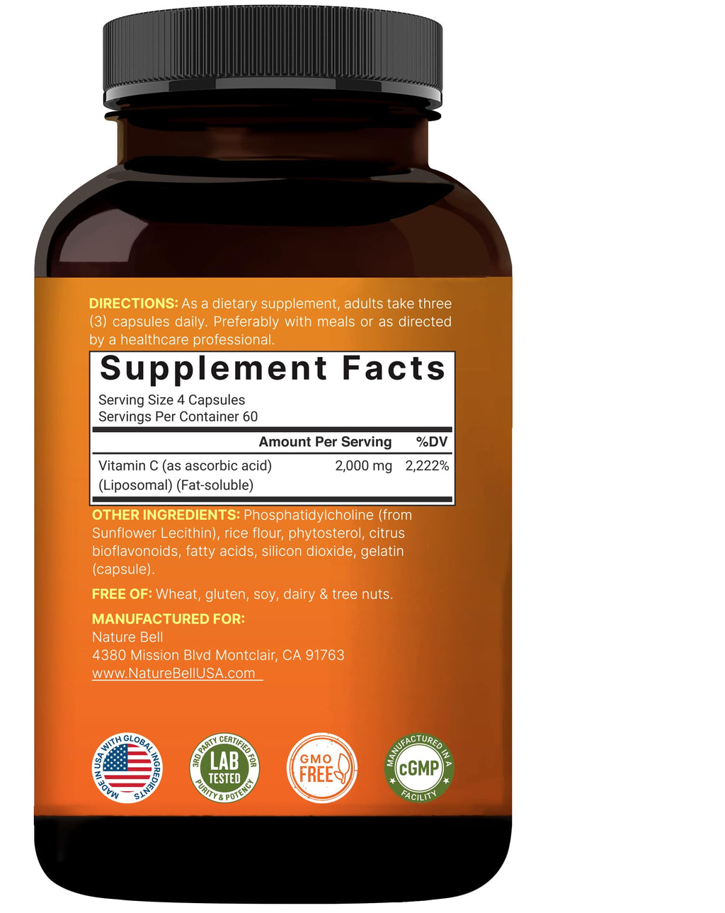 NatureBell Liposomal Vitamin C 2,000mg Per Serving, 240 Capsules | High Absorption Fat-Soluble Vitamins – Max Strength Antioxidant* Supplement – Non-GMO, Gluten Free