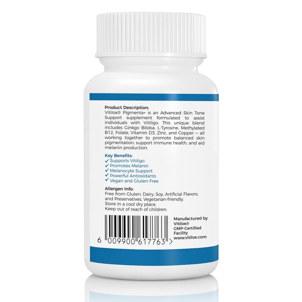 Vitilox Pigmenta+ Advanced, Skin Tone Support Supplement – 60 Tablets | 2 Months | Natural Vitiligo Skin Pigmentation Support | Reduce White Body Spots