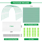 JCKHXG Garden Netting Kit, 10x30FT Ultra Fine Mesh Netting ＆6 Sets of 8FT Fiberglass Garden Hoops for Raised Beds, Vegetable Plants Fruits Flowers Birds Animals Barrier Protection Net
