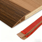Floor Transition Strip Vinyl Door Threshold Ramp Self Adhesive Carpet Edging Strip Doorway Edge Trim, Overlap Edge Reducer for Laminate Carpet, Floor, Tile (Brown Wood Grain, 1/5" to 2/5", 6.6Ft)