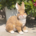 CLEVER GARDEN Brown Rabbit Garden Statue Outdoor Décor, Resin Figurine Decoration for Lawn, Yard, Patio, Porch, and More