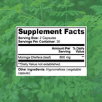 Top Nurex Moringa Capsules - Natural Green Superfood Supplement for Sustained Energy, Immune Support & Digestive Wellness - Non-GMO, Vegan, 60Ct