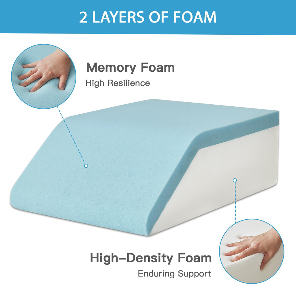 Leg Pillow Elevation Blood Circulation, Leg Wedge for Elevation for Swelling, Leg Elevating Pillow for After Surgery, Memory Foam Foot Knee Pillow for Back Sleeping 23.6×16.8×8 Inch Dark Grey