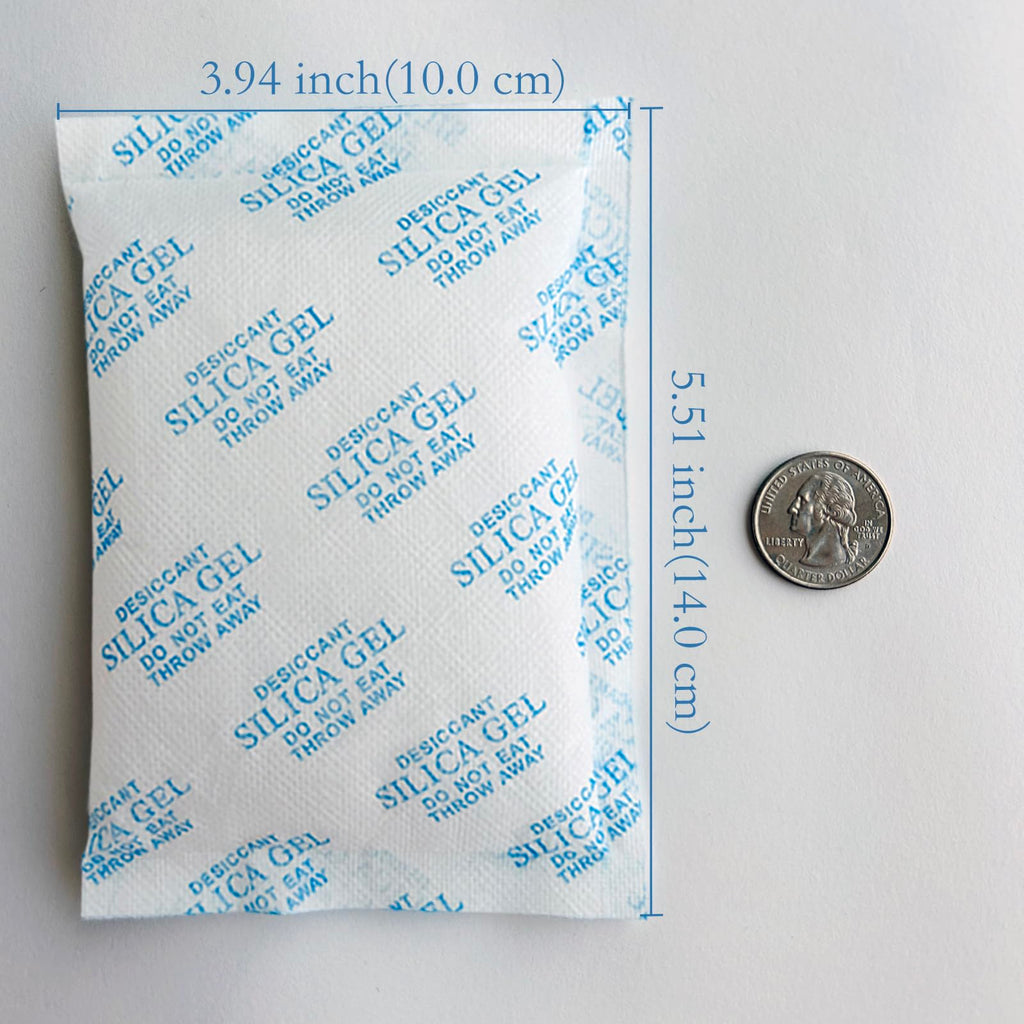 100 Gram (10 Pack) Silica Gel Desiccant Packets, Moisture Absorber Packs, Humidity Absorbers, Premium Rechargeable Dehumidifiers for Food Storage, Electronics, Ammo Cans, 3D Filament, Safes