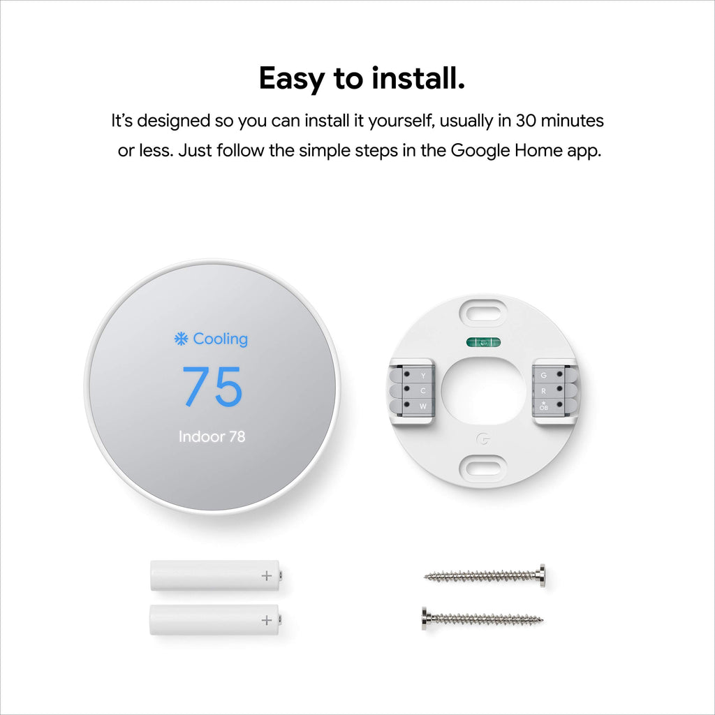 Google Nest Thermostat - Smart Thermostat for Home - Programmable Wifi Thermostat - Fog