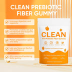 VCFBBG Clean Prebiotic Fiber Gummies for Men, Peach Flavor, Sugar-Free Pre+Probiotic Fiber Gummies, Gut Health & Digestive Support, Men's Prebiotics and Probiotics Gummy, 60 Count