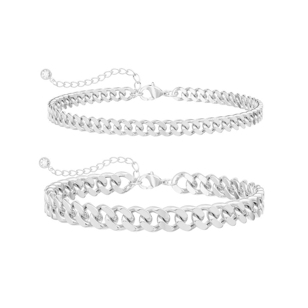 Funsanny Sterling Silver Ankle Bracelets for Women Layered Silver Anklets
