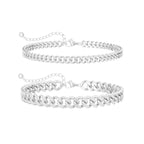 Funsanny Sterling Silver Ankle Bracelets for Women Layered Silver Anklets