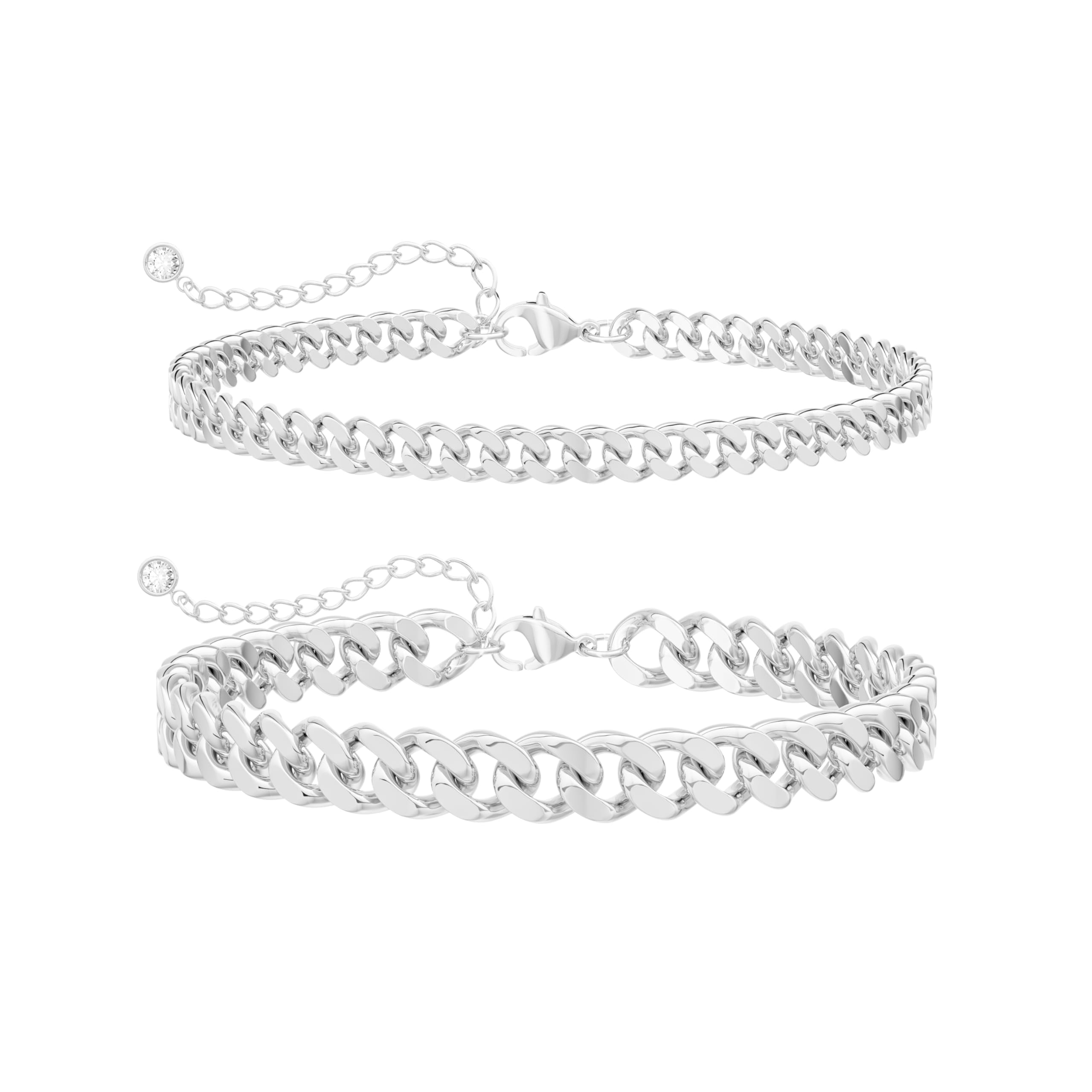 Funsanny Sterling Silver Ankle Bracelets for Women Layered Silver Anklets