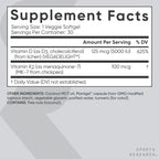 Sports Research® Vitamin D3 + K2 w/Coconut Oil - Vegan Vitamin D 5000iu (125mcg) & Mk7 Vitamin K 100mcg for Bone & Immune Support - Vegan Certified · Non-GMO · Soy Free - 30 Softgels