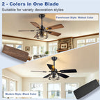 Depuley 42-Inch Ceiling Fans with Lights: Caged Ceiling Fans Dual Finish 5 Blades - Rustic Ceiling Fan with Remote Control for Farmhouse Living Room Outdoor Porch Noiseless (Black Walnut)
