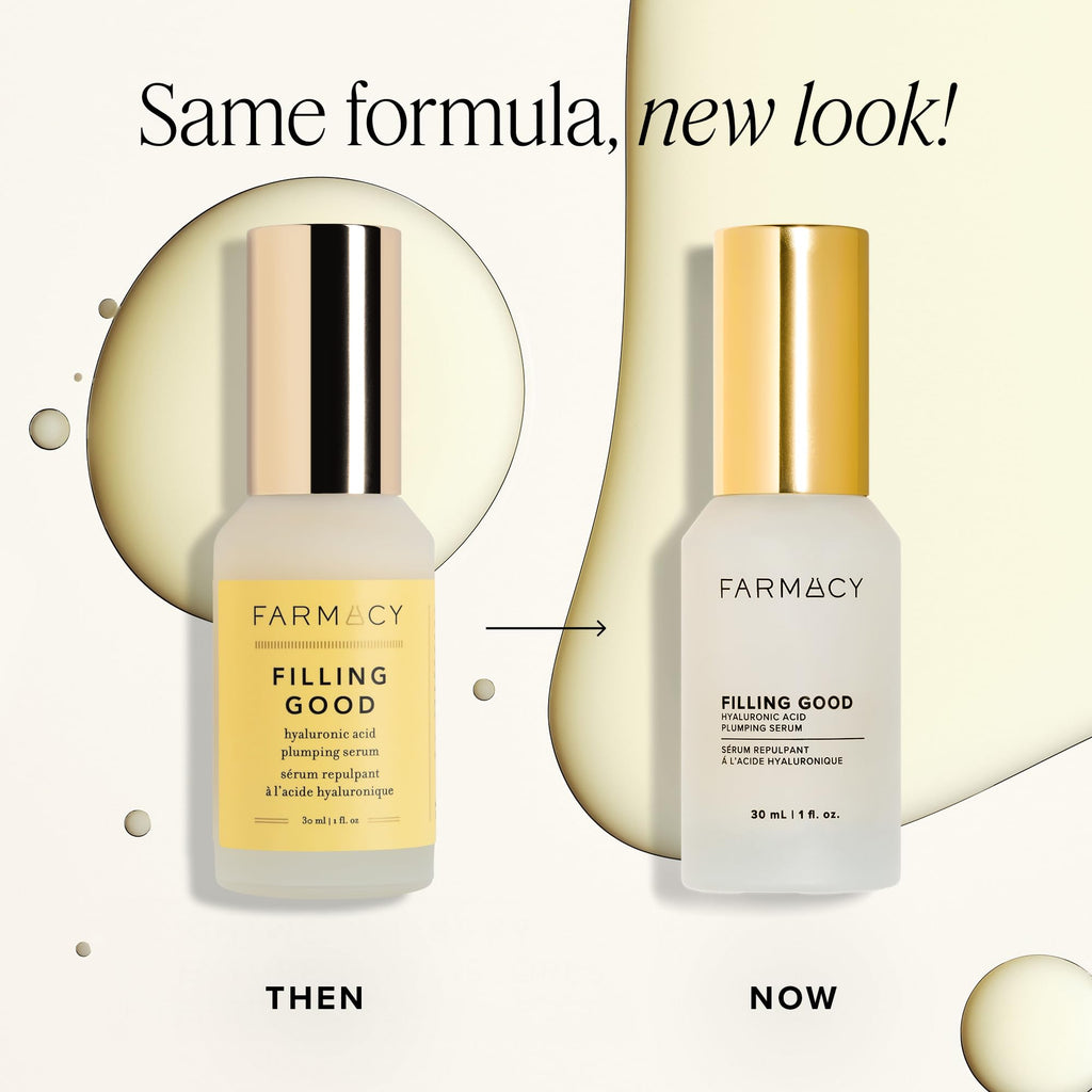 Farmacy Hyaluronic Acid Serum for Face - Filling Good Face Serum with Vegan Collagen Peptides - Helps Smooth Fine Lines + Wrinkles - Hydrating, Plumping + Anti Aging Skin Care (30ml)