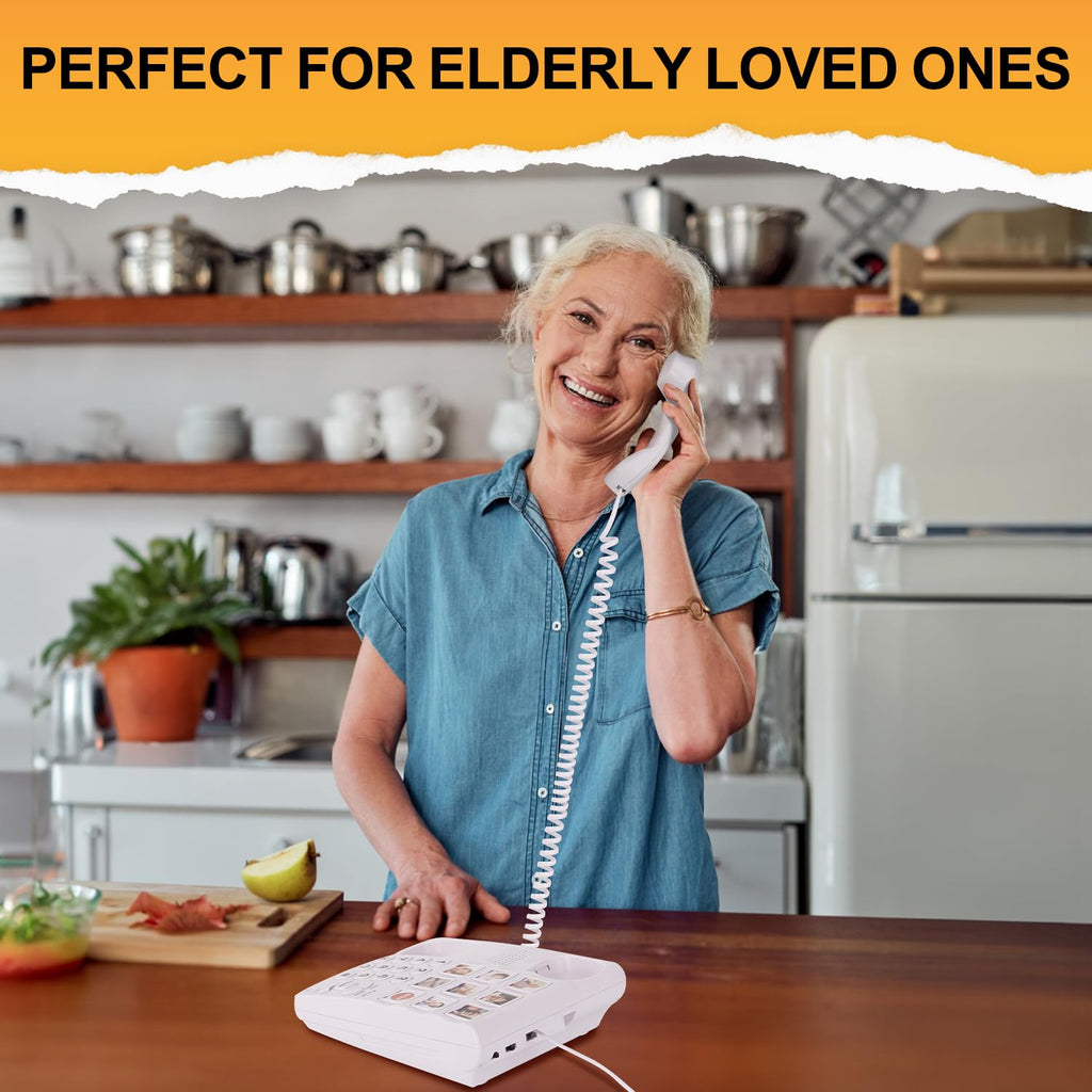 Uvital Big Button Phone for Seniors, Corded Landline Phone with 9 One-Touch Dialing Big Buttons, Hands-Free Calling, Loud Ringer, Easy to Use for Visually Impaired Telephone for Seniors