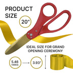 Grand Opening Ribbon and Scissors – Red 20 Ribbon Cutting Scissors with Gold Blade and Golden Satin Ribbon for Special Events & Inaugurations