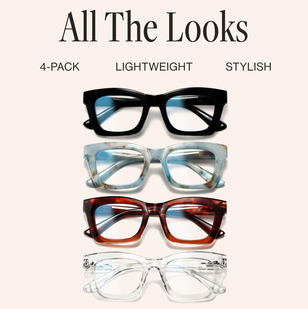 CCVOO 3.25 Oprah Style Reading Glasses for Women, Stylish Eyeglasses, Blue Light Readers for Women, Cheaters