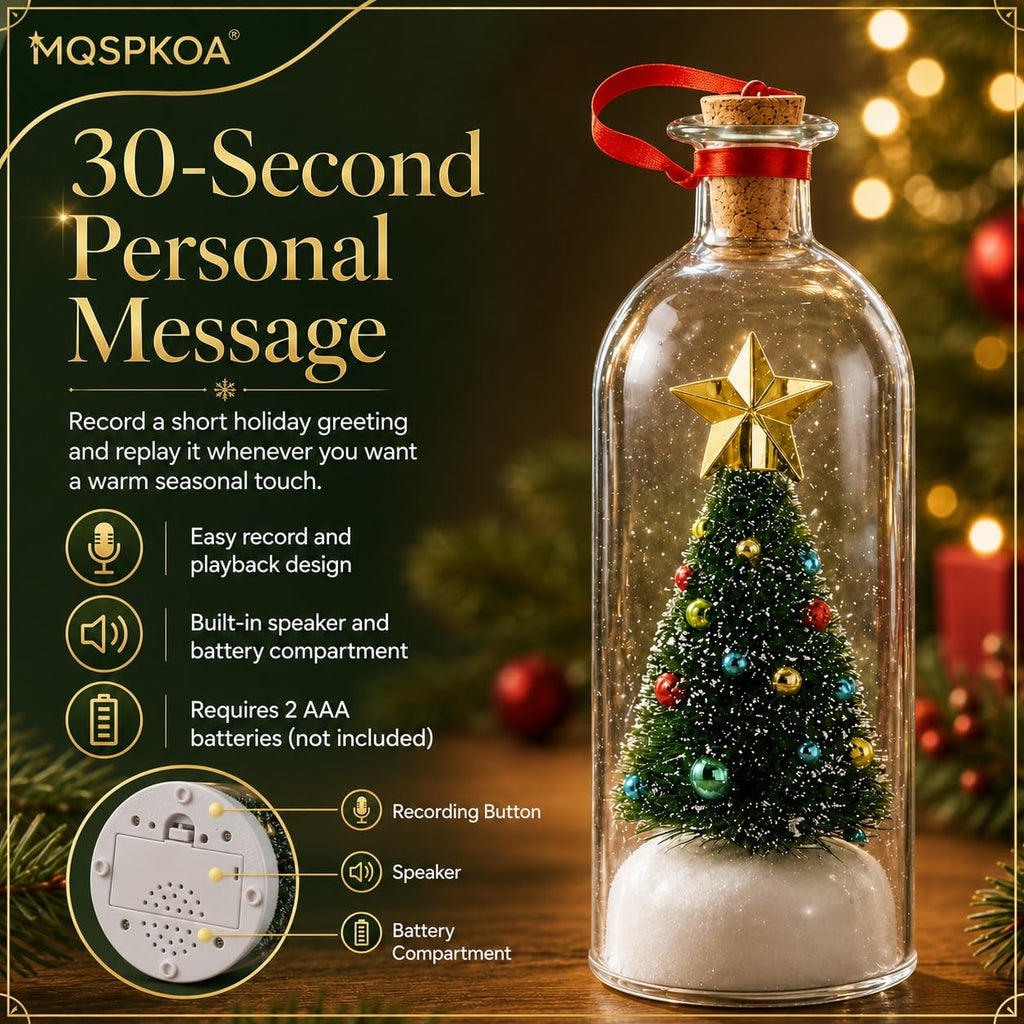 Forever Voice Recordable Ornament Glass Christmas Tree Message in a Bottle