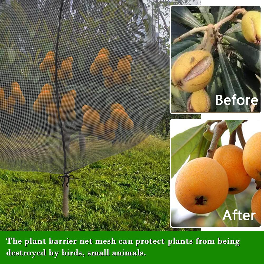 Fruit Tree Netting Covers with Zipper to Protect from Squirrels and Birds Large Netting for Fruit Trees Net Protection, Black, 71" x 75", 1 Pack