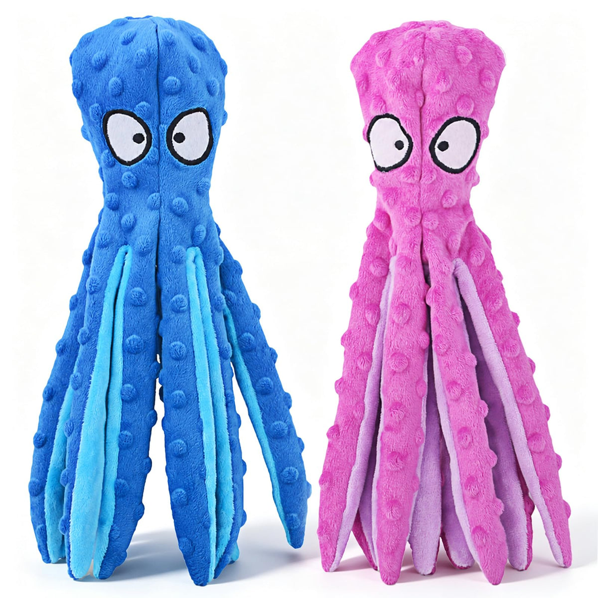 HGB Squeaky Dog Toys No Stuffing Octopus Crinkle for Large Medium Small Dog