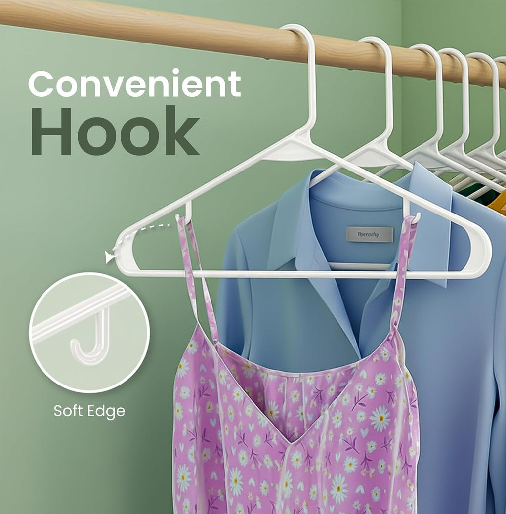 Utopia Home Plastic Hangers 20 Pack – Built-in Strap Hooks White