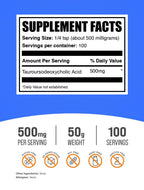 BulkSupplements.com TUDCA Powder - Tauroursodeoxycholic Acid, TUDCA 500mg - TUDCA Supplement for Liver Support - Gluten Free, 500mg per Serving, 50g (1.8 oz) (Pack of 1)