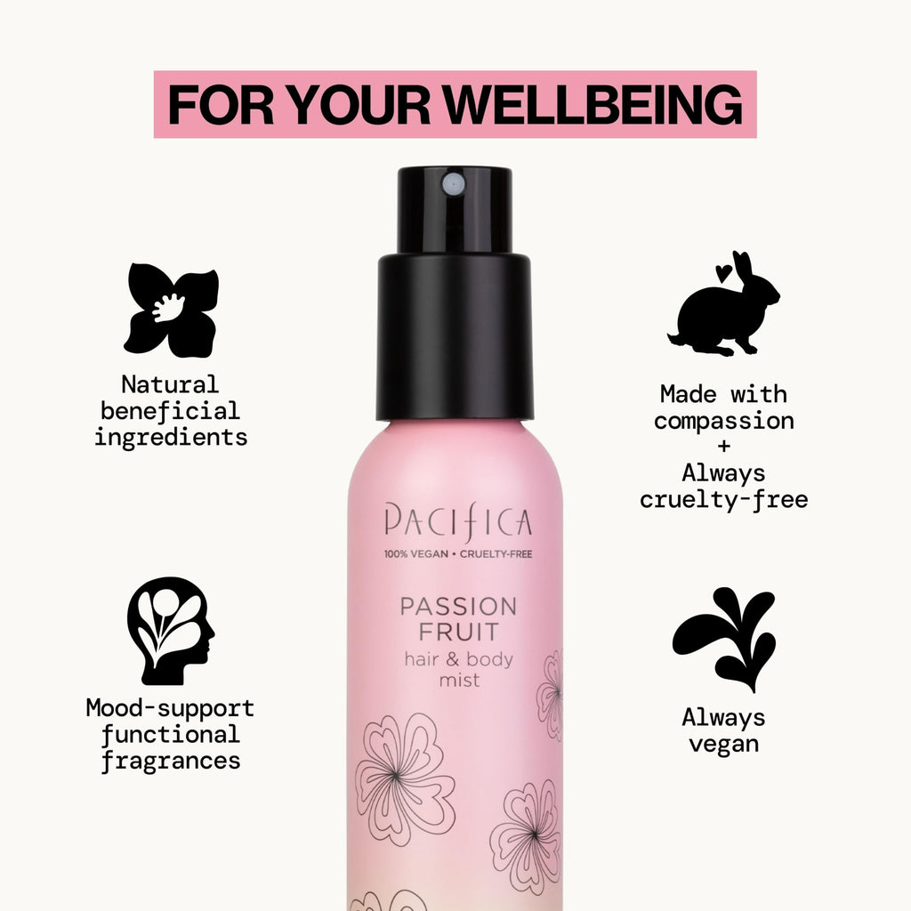Pacifica Hair Mist Perfume & Full Body Spray for Women - Passion Fruit Body Mist Fragrance w/Pineapple, Orange Blossom, Vanilla, Sandalwood & Bergamot ��� Alcohol-Free, Vegan & Cruelty-Free, 5 oz