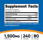 Nutricost Magnesium Taurate 1,500mg; 240 Capsules - Gluten Free, Non-GMO, Vegan, 80 Servings