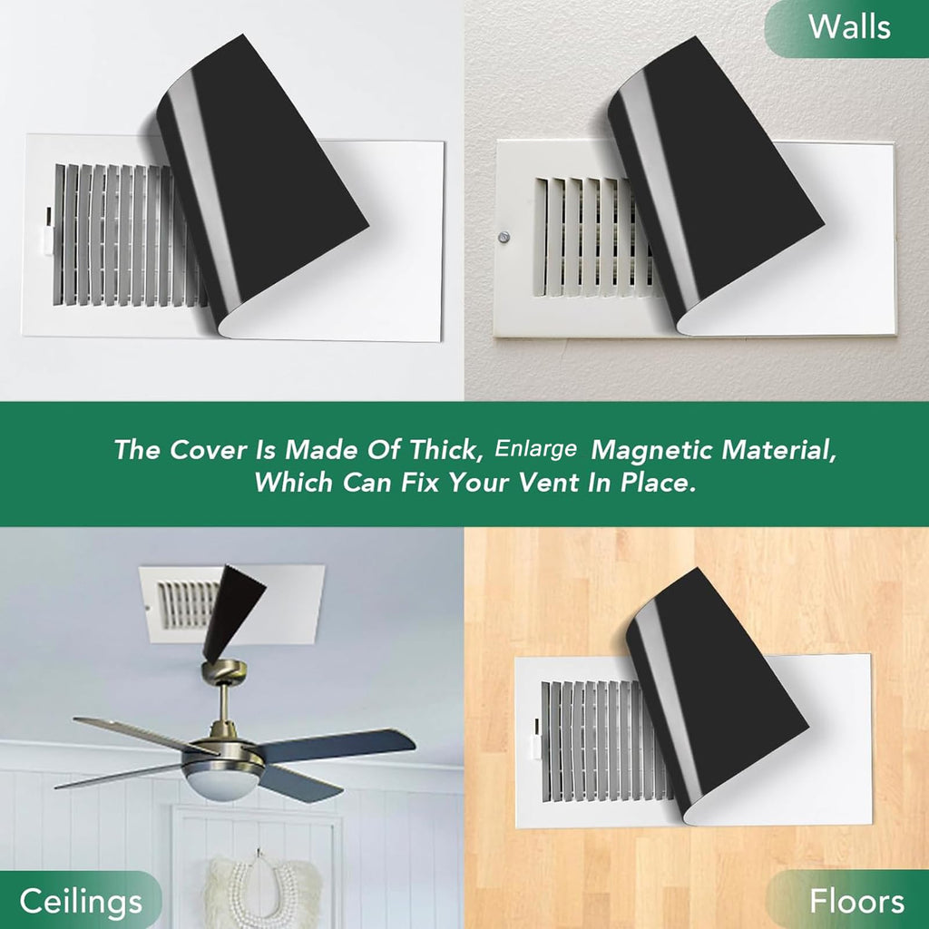 4 Pack Magnetic Vent Covers, Strong Vent Covers 5.5 X 12inch High Strength Magnetic Vent Cover for Floor Wall and Ceiling Registers Home HVAC and AC Vents