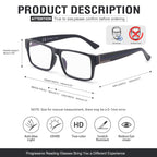2 Pack Excellent Unbreakable Progressive Multifocus Reading Glasses for Men, TR90 Thick Frame Blue Light Blocking Glasses Anti UV/Eye Strain Computer Readers No-Line Multifocal Eyeglasses, 2.0x