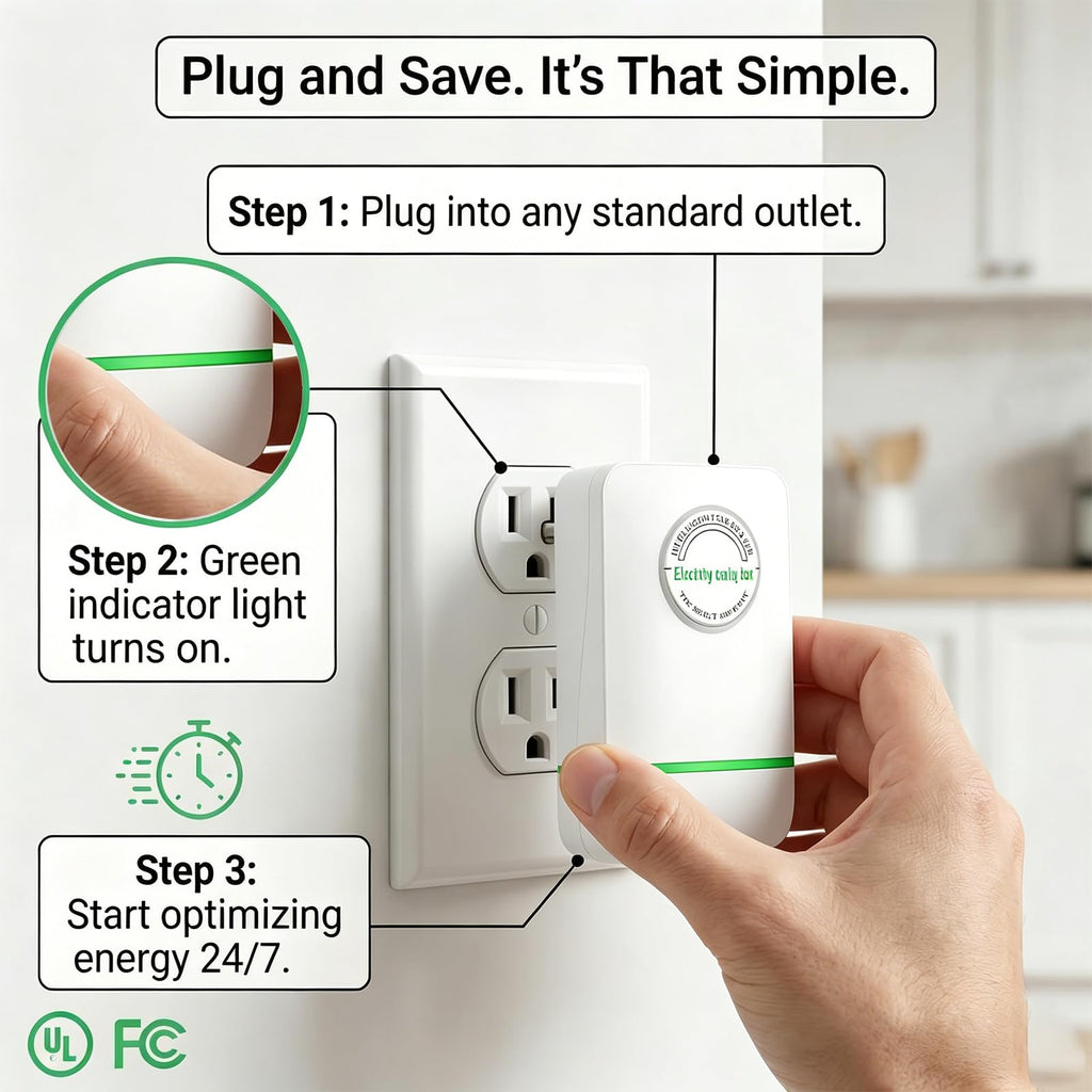 New Universal Energy-Saving Box, Reduce Electricity Bills, Plug-and-Play, Power Factor Corrector for Home and Office Use (2Pcs)