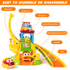 Marstone Toddler Toys for 1 2 Year Old Boys and Girls Gifts: Educational Elephant Slide with 4 Animal Cars Toys for Baby 12-18 Months, First Birthday Present Learning Push Truck Track Ages 1-2