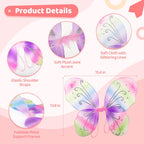 Homaisson 12 Pcs Butterfly Fairy Wings, Sparkle Princess Wings Set, Colorful Costume Accessories for Parties, Glitter Costume Wings with Elastic Straps & Shimmering Patterns, Birthday Party Favors