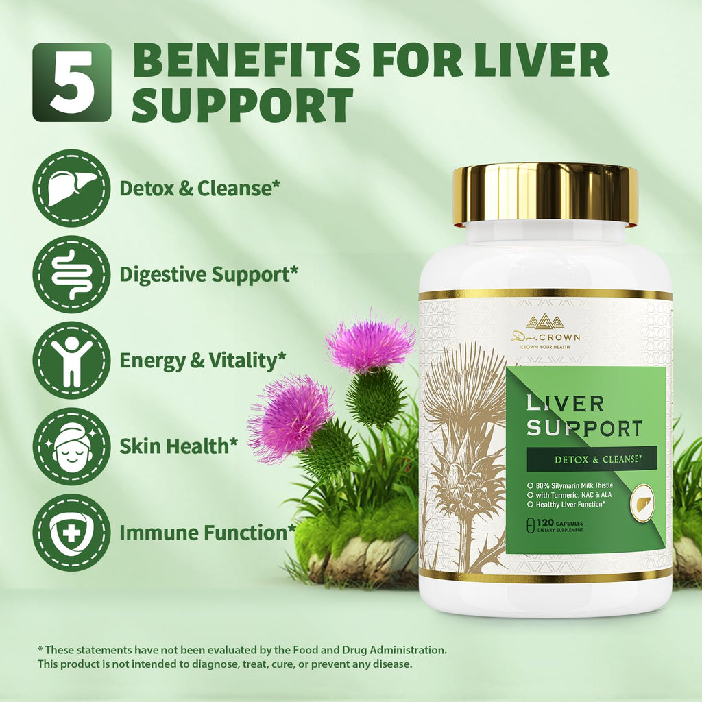 Milk Thistle Supplement for Liver Cleanse Detox & Repair- 80% Silymarin, with N-Acetyl Cysteine(NAC), Artichoke, Turmeric & Dandelion for Liver & Antioxidant Support, All-Natural, Gluten Free, Non-GMO