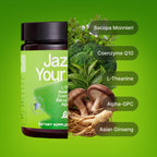 LIVEN SUPPLEMENTS Jazz Up Your Mood - L-Theanine, Asian Ginseng, CoQ10, Bacopa & Alpha-GPC – Daily Focus & Clarity Support - 30 Servings