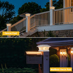 DAMAYCA 2 Pack Solar Post Cap Lights Outdoor Waterproof, Fits 4x4, 5x5, 6x6 Wooden & Vinyl Fence Decks with Warm & Cool White Light Modes (Classic White, 2)
