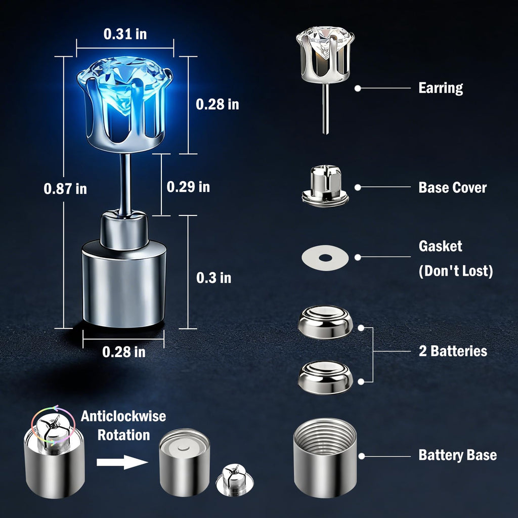 LED Light Up Earrings, LED Studs Earrings Party Flashing Blinking Stainless Steel Earring - 5 Pairs Glow Stud Earrings Halloween Christmas Gifts for Women Men Girlfriend Boyfriend, Mixed Color