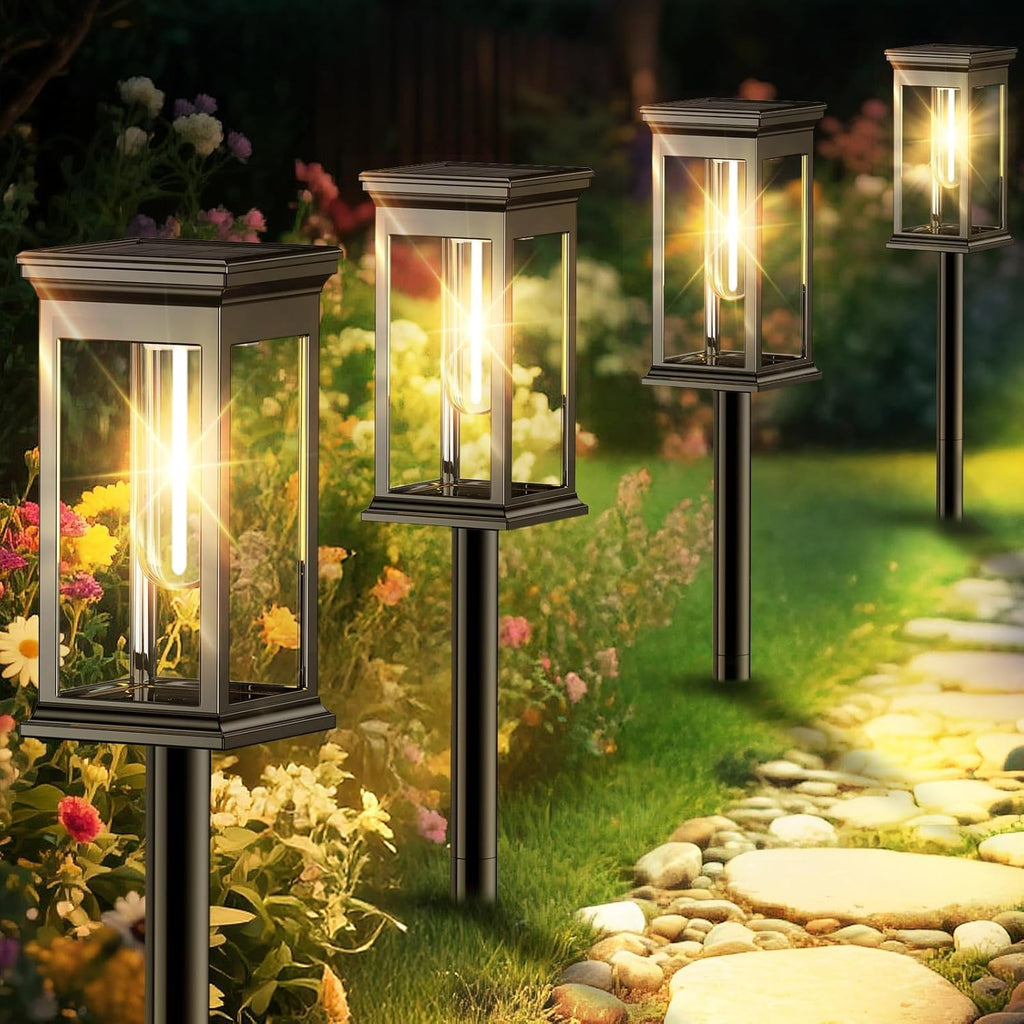 RAVICEN Solar Pathway Lights Outdoor Waterproof – 12 Pack Bright Solar Powered Garden Lights with Auto On/Off, IP65 LED Landscape Lighting for Walkway Patio Lawn Yard Decor