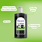 Biore Deep Pore Charcoal Face Wash, Daily Facial Cleanser for Dirt & Makeup Removal, for Oily Skin, 6.77 Oz, Pack of 3