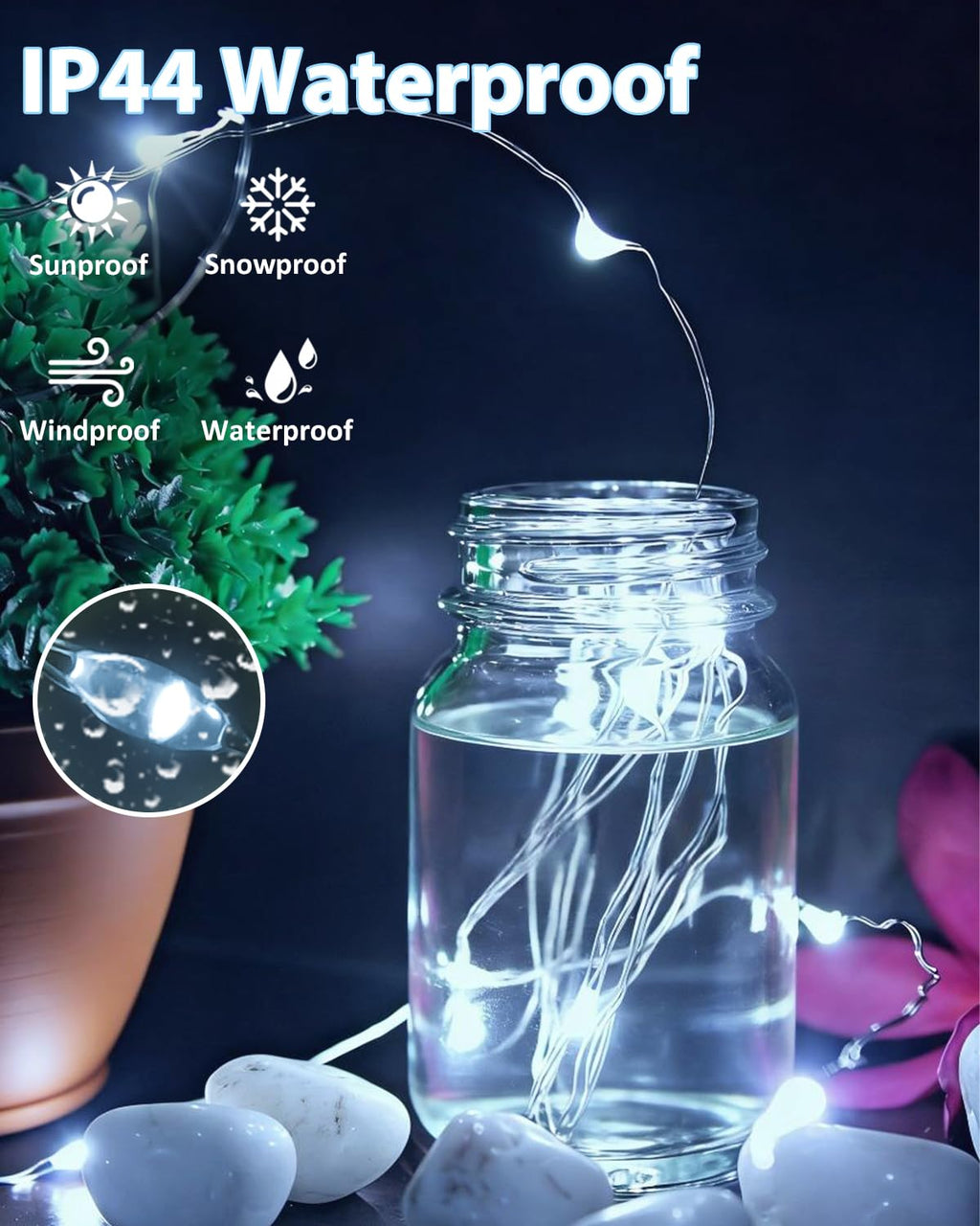 4 Pack 60 LED Fairy Lights Battery Operated with Timer, 20FT Waterproof String Lights Indoor Outdoor, Cuttable Battery Light for Home Bedroom Wedding DIY Centerpiece Christmas Decorations (Cool White)