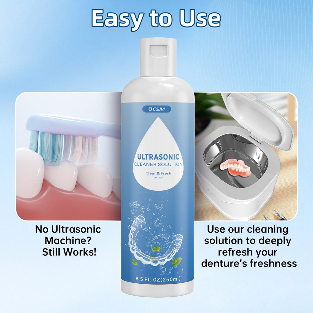 BCOM Ultrasonic Retainer Cleaner Solution & Jewelry Cleaning Liquid, 8.5 oz