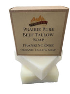 Pure Beef Tallow Soap Bar, (3 Pack) Grass Fed and Finished - Face, Body and Hair - Cleans, Moisturizes, Soothes, and Hydrates. Natural and Organic Frankincense