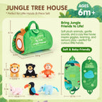 hahaland Baby Toys 6-12 Months, Jungle Plush Animal Set with Sounds & Words