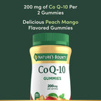 Nature’s Bounty CoQ10 Gummies, Supports Heart Health, CoQ10 200mg, Peach Mango Flavor, 100 Coun