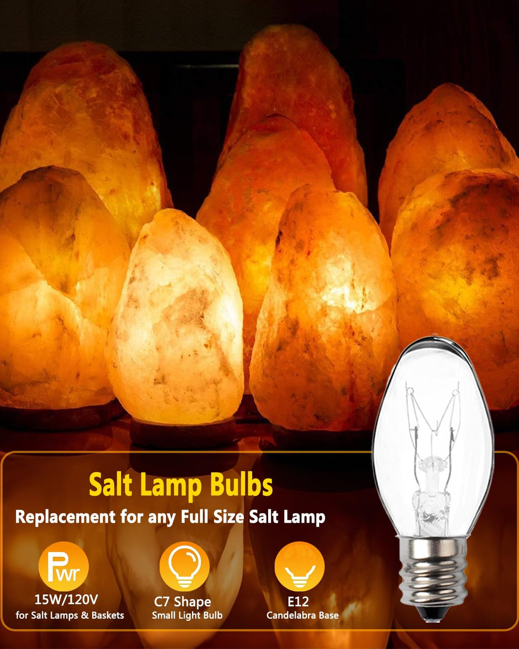 Snnalosses Wax Warmer Bulbs - 15W C7 Replacement Bulbs for Scentsy Wax Melt Warmer, Himalayan Salt Lamps, Plug-in Diffusers - Warm White, Dimmable, 15 Packs