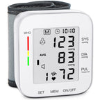 MMIZOO Wrist Blood Pressure Monitor Large LCD Display BP Machine Adjustable Cuff 5.31-7.68 inch Automatic 99x2 Sets Memory with Carrying Case for Home Use (White)